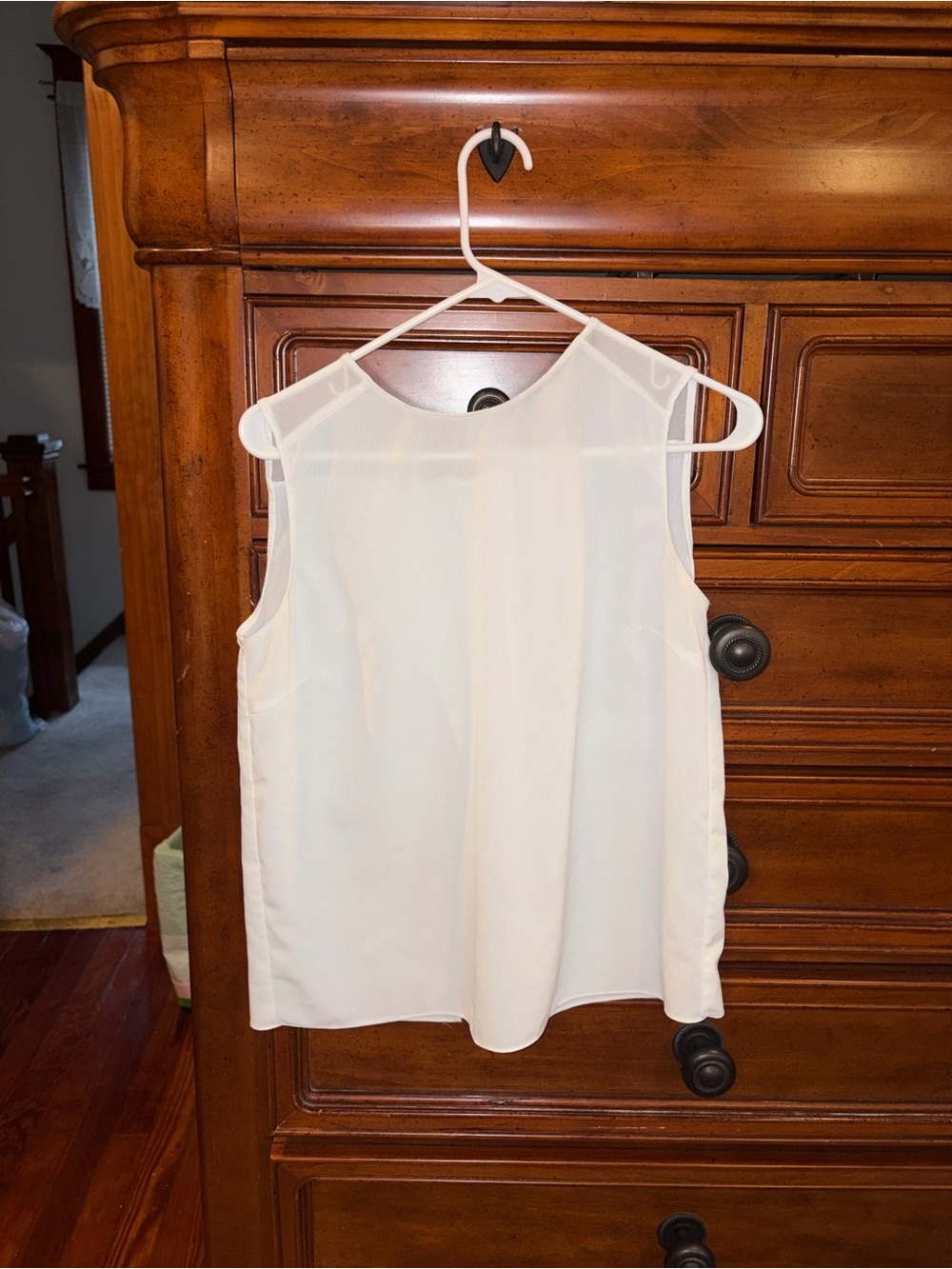 Zara Basic White Sheer Split Back Sleeveless Blouse Size M